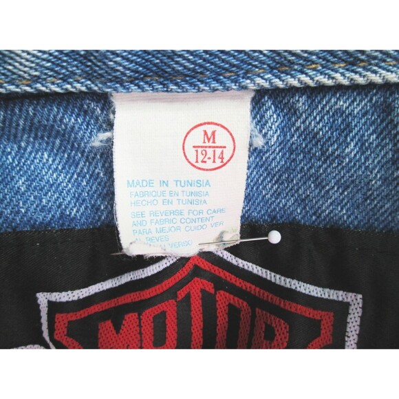 VTG 80s Harley-Davidson Motorcycles Women M 12-14 Eagle Embroidered Denim Jacket - Picture 10 of 10